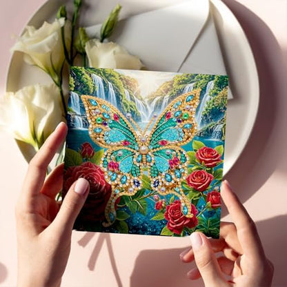 Diamond Art Cards with Envelopes–6PCS DIY Diamond Painting Greeting Cards Kit | Card Making Kit with Bling for Adults & Beginners | Birthday,Holiday & Thank You Cards (Flower and Butterfly) - Image 3