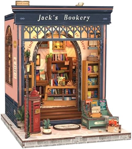 CUTEBEE Book Nook Kit - DIY Miniature House Dollhouse Kit for Adults and Teens, Booknook Tiny House Bookstore Library Bookshelf Decor 3D Wooden Puzzle, Gifts for Family, Friends (Jack’s Bookery) by CUTEBEE