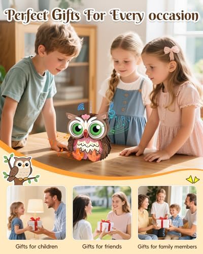 3D Wooden Puzzles for Adults, Big-Eyed Adorable Owl Bluetooth Speaker Model Kit, 3D Puzzles for Adults Room Home Decor DIY Craft Kit, Holiday Birthday Christmas Day Gifts for Men Women Teens - Image 6
