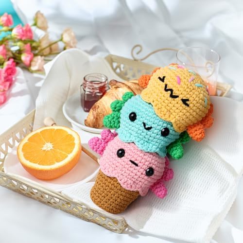 Crochetta Crochet Kit for Beginners, Crochet Starter Kit w Step-by-Step Video Tutorials, Beginner Crochet Kit for Adults Kids Women Men Complete Kit Included (Ice Cream Axolotls) - Image 6