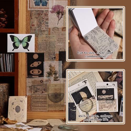 300Pcs Washi Stickers in 6 Mini Books, Vintage Nature Junk Journal Supplies - Image 6