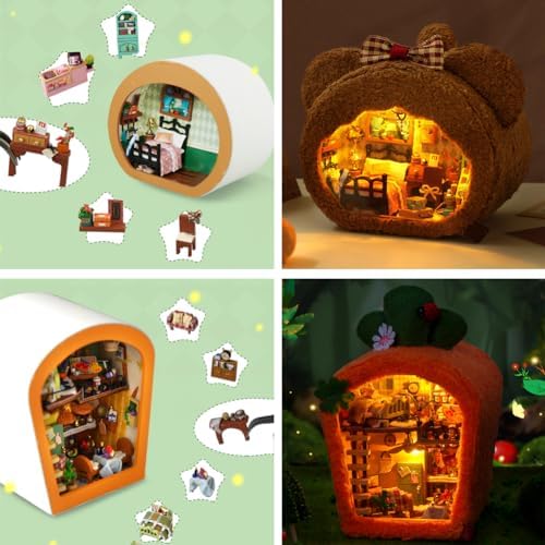 DIY Miniature Dollhouse with LED Lights Creative Modern Cabin Handmade Mini House Model, Furniture Scene, Mini Decorative Wooden Craft - Image 3