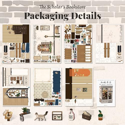 Fsolis Book Nook Kit DIY Miniature House with Cat - Image 6