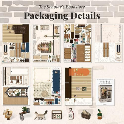 Fsolis Book Nook Kit DIY Miniature House with Cat - Image 6