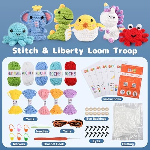 MINGOMINGO Crochet Kit for Beginners Kids - 6 Animal Amigurumi, Mother's Day Birthday Craft Gift Set, Step-by-Step Video Tutorials, 40%+ Yarn, Knitting Starter Kit for Girls Women Adults - Image 4