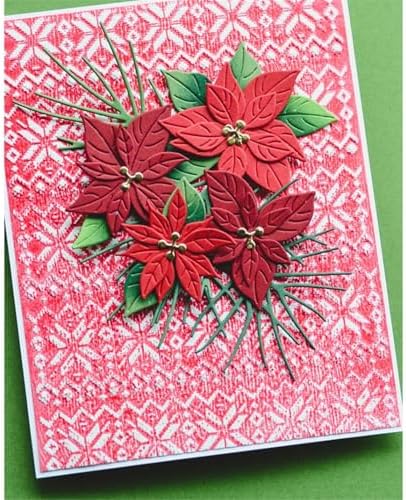 Scrapbooking Die-Cuts, Christmas Metal Cutting Dies for Card Making, Paper Craft Punch Template, Background Embossing Stencils, DIY Album Décor (Christmas Flowers- 10.2x11cm) - Image 2
