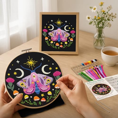 Nuberlic Embroidery Kit for Beginners, Moth Cross Stitch Kit - Image 5