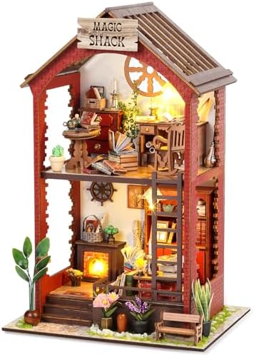 RONSTONE Book Nook Kit for Adults, Martin’s Bookstore DIY Miniature House Kit with LED Light, Wooden 3D Puzzle Bookshelf Insert Decor, Craft Gift for Teens and Book Lovers by RONSTONE