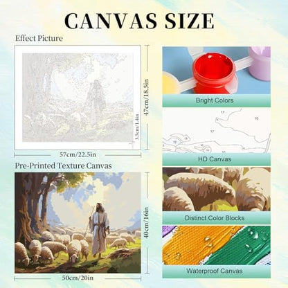 Paint by Numbers Kit for Adults, Jesus DIY Painting Kit, 16x20 Inch - Image 3