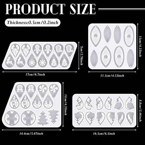 Patelai 4 Pcs Resin Earring Molds for Jewelry Making Kit, Snowflake Oval - Image 3
