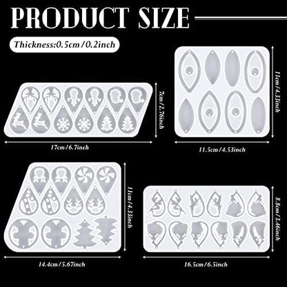 Patelai 4 Pcs Resin Earring Molds for Jewelry Making Kit, Snowflake Oval - Image 3