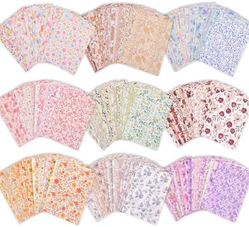 180 Sheets Vintage Floral Scrapbook Paper - 9 Themes Aesthetic Small Flowers Pattern, Decorative Craft DIY Paper Kit for Bullet Journal, Junk Journal Supplies, Collage, Cardmaking 5.5x8 Inch by emmoolife