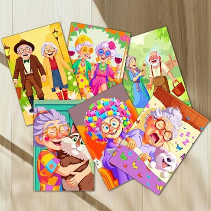 Cute Grandma Paint by Number for Adults, Old Woman Sisters DIY Oil Painting Kits on Canvas and Acrylic Pigment, Colorful 6 Packs Adults Paint by Numbers for Gift Home Decor 8x12 Inch (Frameless) - Image 2