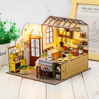 DIY Miniature House Kit with LED Lights,Mini House Kit DIY Dollhouse Kit for Adults to Build, Model Building Craft Kit, for Birthday Christmas - Image 7