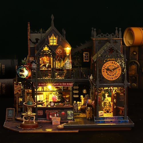 Fifijoy DIY Miniature Dollhouse Kit, Holo Magic City DIY Miniature House kit Wooden Dollhouse Kit, DIY Mini House kit for Adults to Build - Image 5