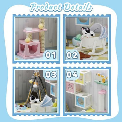 Kisoy Dollhouse Miniature with Furniture Kit, DIY 3D Wooden DIY House Kit A Corner of a Small Apartment Style with Dust Cover & LED,Handmade Tiny House Toys for Gift of Teens and Adults(Pet Room) - Image 4
