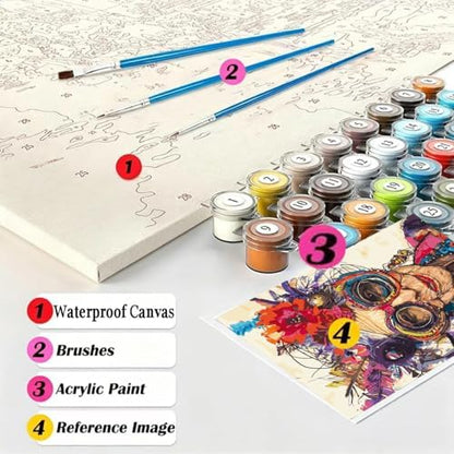 GEMFAMILY Funny Grandma Paint by Numbers Kit for Adults，DIY Paint by Number Kit on Canvas for Beginners Home Wall Decor Art Canvas Acrylic Paints Crafts 16 x 20 Inch - Image 6
