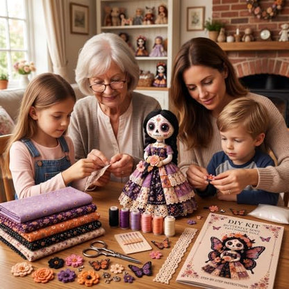 Day of the Dead Patchwork Doll DIY Kit, Halloween Sewing Craft Kit (A.) - Image 6