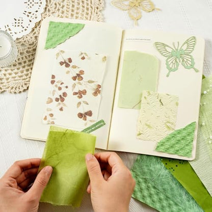 50 Sheets Green Scrapbook Paper, Textured Scrapbook Papers & Mesh Fabric - Image 7