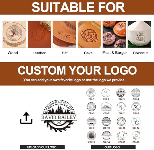 Terwex Electric Branding Iron for Wood, Custom Wood Branding Iron with Stand, Metal Logo Stamp for Leather Food, Custom Your Design on Wooden Projects, Wood Burning Stamp Tool Woodworker Gifts(3") - Image 4