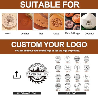 Terwex Electric Branding Iron for Wood, Custom Wood Branding Iron with Stand, Metal Logo Stamp for Leather Food, Custom Your Design on Wooden Projects, Wood Burning Stamp Tool Woodworker Gifts(2") - Image 4