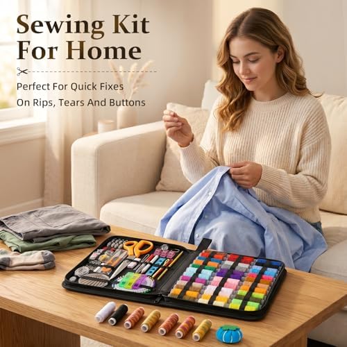 JJRING 205 PCS Sewing Kit for Adults with Portable Handbag, Black - Image 4