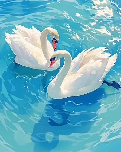 Possoco Paint by Numbers Kit for Adults Beginner, Pure Swan Easy Adult Paint by Number Kits on Canvas, DIY Acrylic Watercolor Oil Paint by Number for Adults Teens for Home Decor Gift 16x20 Inch by Unknown