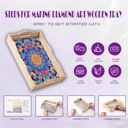 EWJRNSF Diamond Art Kits for Adults Wooden Serving Trays with Handles - Image 3
