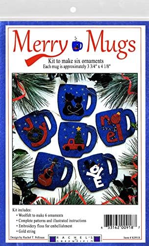 Rachel's of Greenfield Felt Ornament Kit 3.75"X4.125" 6/Pkg-Merry Mugs, Multi by RachelsofGreenfield