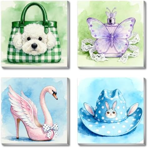 Canrichshop 4 Pack Paint by Number Beginner with Frame,Cute Adult Paint by Number Kits on Canvas, DIY Number Painting for Adults for Decor 8X 8 inch by Canrichshop