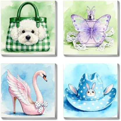 Canrichshop 4 Pack Paint by Number Beginner with Frame,Cute Adult Paint by Number Kits on Canvas, DIY Number Painting for Adults for Decor 8X 8 inch by Canrichshop