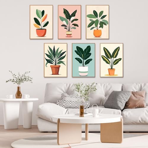 6 Pack Paint by Numbers Kit for Adults, Green Plants Canvas Painting Set - Image 2