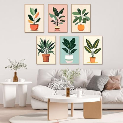 6 Pack Paint by Numbers Kit for Adults, Green Plants Canvas Painting Set - Image 2