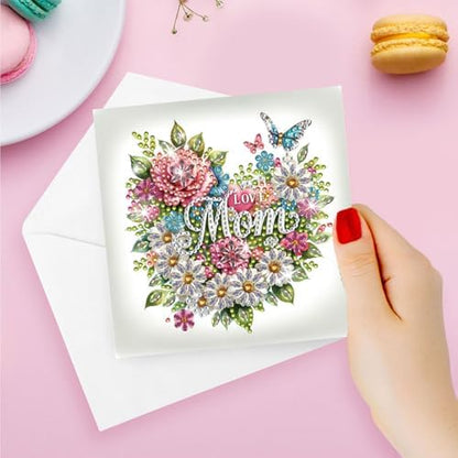 DIY Diamond Greeting Cards Set, 5D DIY Diamond Art Painting Festival Style Greeting Card, DIY Christmas Card Making Kits for Family Friends Handmade Gift-Mother's Day - Image 5