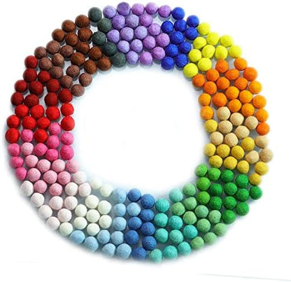 TANJUN Felt Pom Poms, Wool Felt Balls 2 cm – 0.8 Inch, Handmade Felted Multiple Colors(Red, Pink, Blue, Yellow, Black, White, Pastel and More) Bulk Small Puff for Felting and Garland (120) by TANJUN