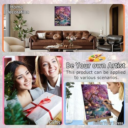 Tree of Life Paint by Number Adult with Frame Wooden Easel,Adult Paint by Numbers Tree of Life,Paint by Numbers Kit for Adults,DIY Acrylic Paint by Numbers for Adults Home Wall Decor 12x16inch - Image 7
