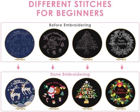 TINDTOP Christmas Embroidery Kit for Adult, Embroidery DIY Starter Kit - Image 3