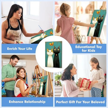 Bowetile Framed Paint by Numbers Cat Kit for Adults, Adults' Paint-by-Number Kits on Canvas, Painting by Numbers Kitten, Acrylic Number Painting Gifts for Home Wall Decor, 8x12in - Image 5