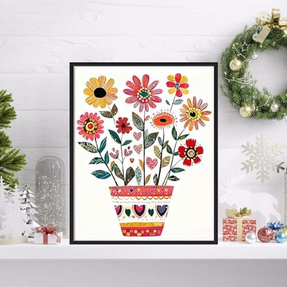 VIGEGU Flowers Paint by Numbers Kit for Adults Beginner with Frame,Paint by Number DIY Adult Vase Patterns Paint by Number Kits for Home Decor 9x12 Inch - Image 2