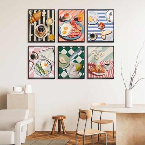 6 Pack Paint by Numbers Kit for Adults, Breakfast Painting, 8x10 Inch - Image 2