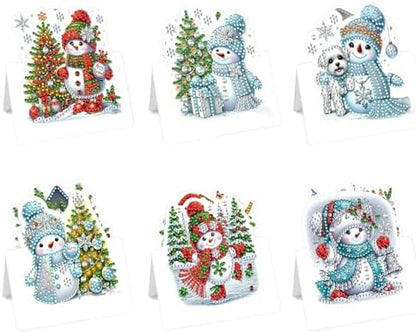 6 Packs Snowman DIY Diamond Art Greeting Cards with Envelopes Special Shaped 3D Fold Rhinestone Painting Card Handmade Gem Dots Art Kit for Beginner Adult Birthday Holiday Blessing Gift by Unknown