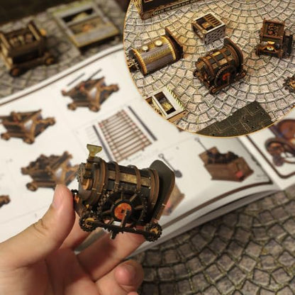 Book Nook Kit Steampunk DIY 3D Puzzle Wooden Dollhouse with LED Lights - Image 6