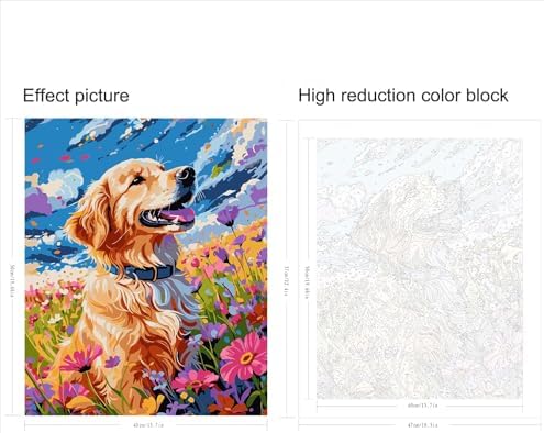 QUITEDEW Paint by Number Kit for Adults Dog,DIY Wall Decor 16x20 Iinch - Image 2