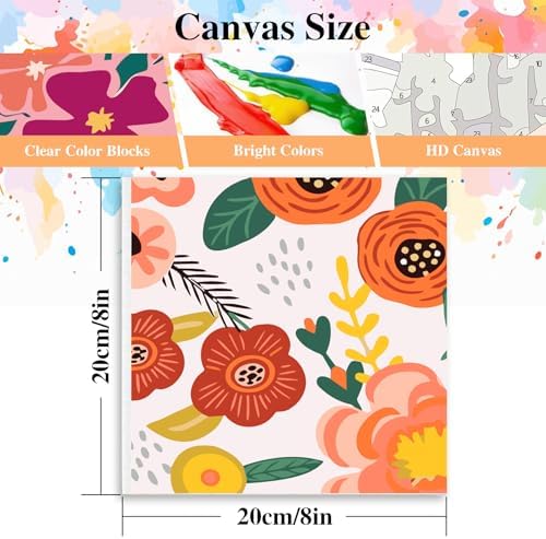 eimivrc 4 Pack Paint by Numbers Kit for Adults Framed,Flowers Paint by Numbers for Adults Beginner,DIY Acrylic Oil Painting for Home Wall Decor(8x8inch) - Image 2