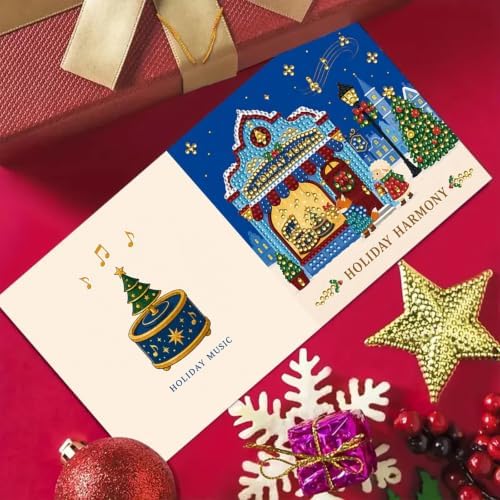 BAYUNOE 6Pcs Christmas Diamond Art Painting Greeting Card Kit with Envelope - Image 4
