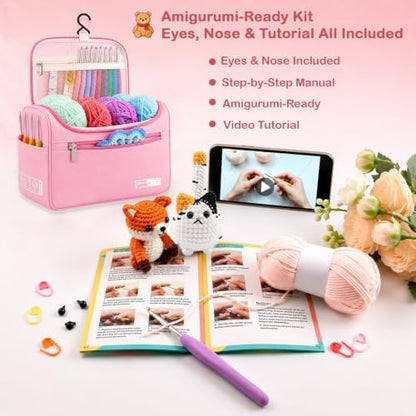 Yarniss Crochet Kit for Beginners,All in One Crochet Kit for Adult,Pink - Image 5