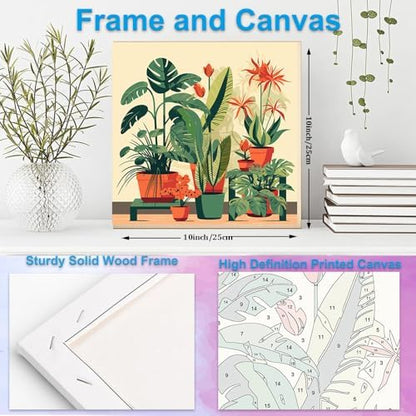 Artunion Framed Paint by Numbers Kit for Adults Beginners & Kids Ages 8-12,Green Plant Paint by Number with Frame,Plant Paint by Numbers Kit on Canvas 10 * 10 Inch Without Easel - Image 5