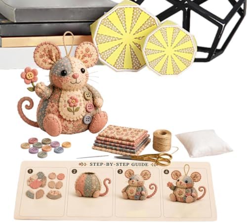 Embroidery DIY Kit with Buttons Mouse Ornament by Unknown
