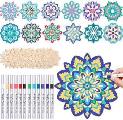 Cinnvoice 24 Pcs Mandala Painting Set for Adults by QinYee