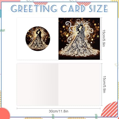 12 Pack Diamond Painting Greeting Cards Kit with Envelopes, 5D DIY Romantic Couple Love Heart Diamond Art Cards, Anniversary Valentines Day Wedding Cards for Adults Him Her Couples - Image 7